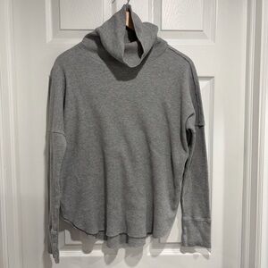 TNA Light Gray Waffle Textured Long Sleeve Shirt with Turtleneck & Drop Shoulder